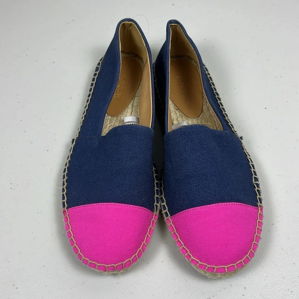 J.Crew Pink‎ Navy Blue Canvas size 7.5 EUC